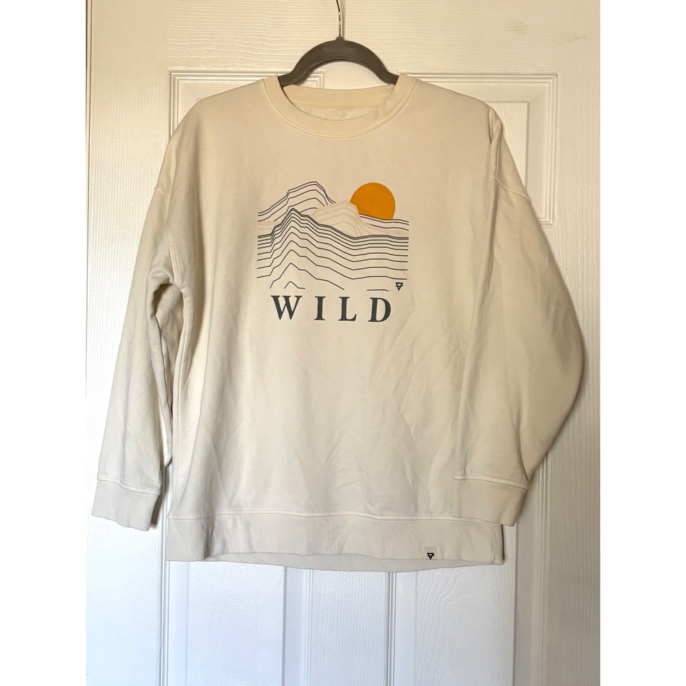 Liv Outdoor Wild Mountain Graphic Crewneck Sweatshirt Cream Womens Medium